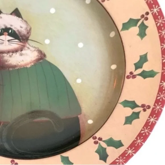 Oneida / Holiday Cats / Mix of 4 Stoneware Salad/ Dessert Plates in box - Picture 10 of 14